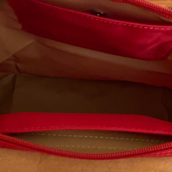 Authentic Longchamp Le Pliage Bag Small Leather Trim Top Handle Berry Color NEW - Picture 7 of 7